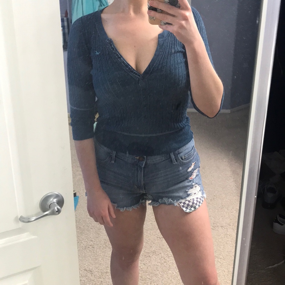 Hollister blue crop top
